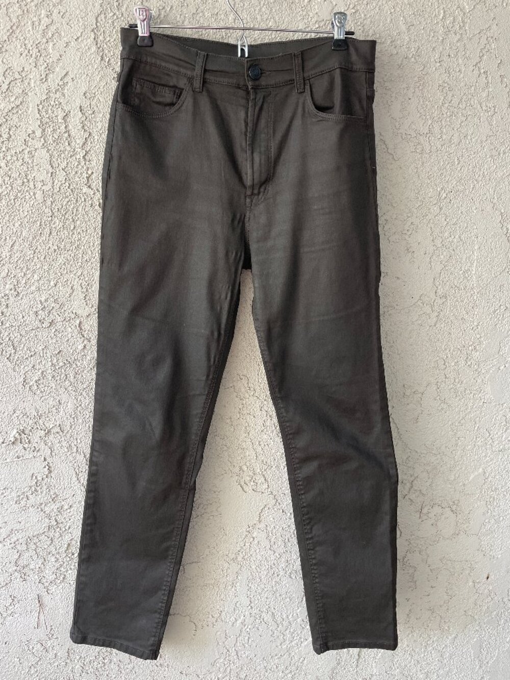 Massimo Dutti Dark Brown Coated Skinny Jeans Size 6